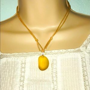 Glowing Yellow Beach Glass Pendant Necklace